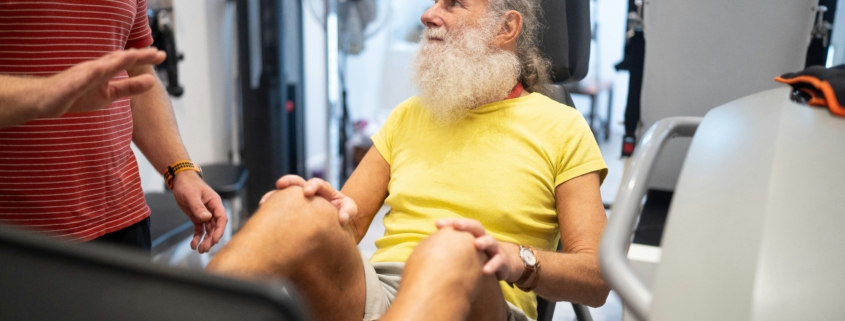 Elderly man working out